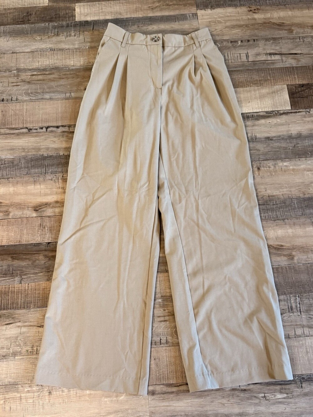 Haver & Blair London Women's Beige Wide-Leg Pleated pants work luxury Sz S
